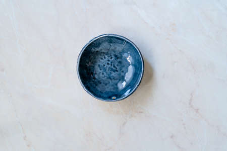 Handmade Ceramic Plates Handcrafted / Handicraft Bowl. Modern Design Dark Navy Blue. Ready to Use.の写真素材