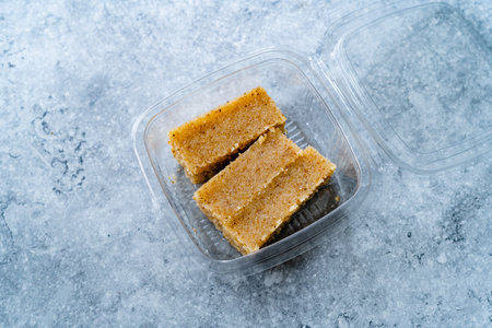 Take Away Dessert Plain or kesar favored Semolina Halwa Sooji ka Helva or Sweet Rava Sheera or shira...