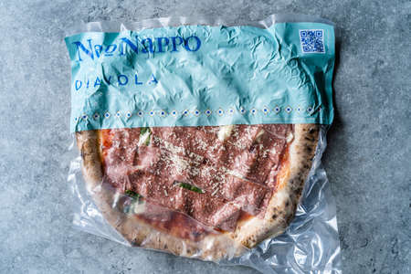 Istanbul, Turkey - February 2, 2021: Frozen Pizza Nappo from Vera Pizza. Ready to Eat.