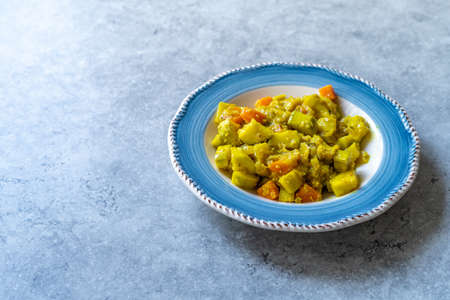 Olive Oil Food Zucchini with Turmeric or Courgette. Traditional Food.の写真素材