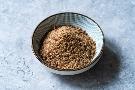 Flax Seed Powder. Linseed. Linum Usitatissimum. Ready to Use.の写真素材