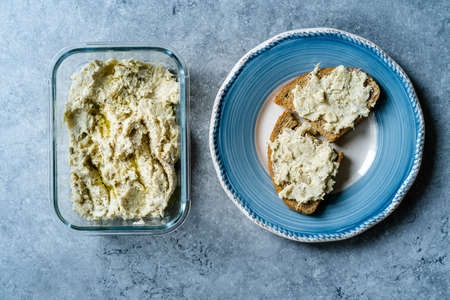 Homemade Artichoke Paste or Pate with Crouton Bread. Ready to Serve and Eat.