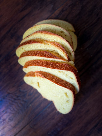 sourdough bread slices with turmeric handmade. Ready to eat
