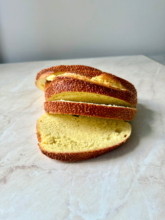 sourdough bread slices with turmeric handmade. Ready to eat