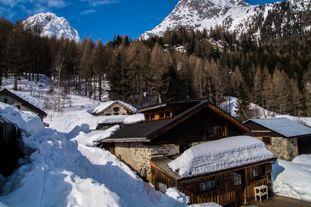 cottage in winter in the french alps