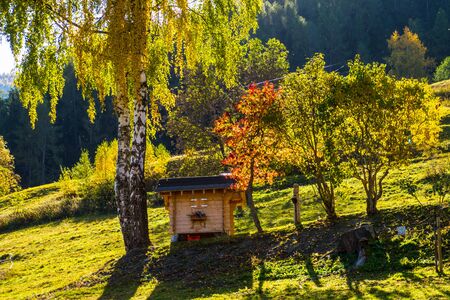 brusson in valais in swissの写真素材