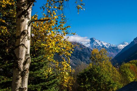 brusson in valais in swissの写真素材