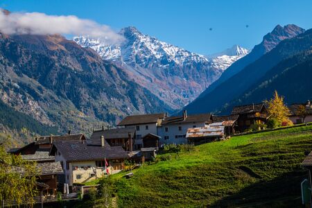 brusson in valais in swissの写真素材