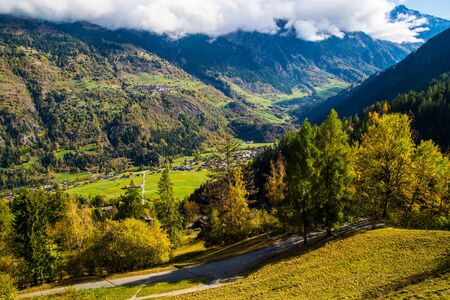brusson in valais in swissの写真素材