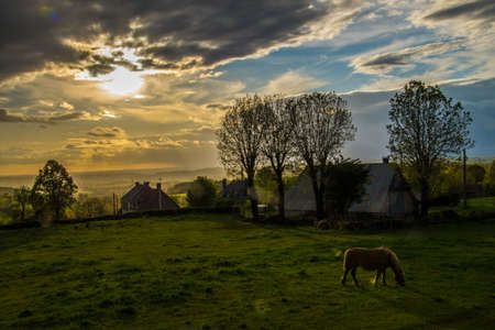 saint bonnet de salers in cantal in franceの写真素材