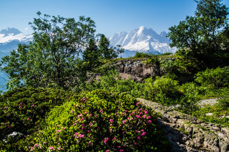 Landscape view of Himalaya mountain range, Annapurna Circuit Trek, Nepalの写真素材