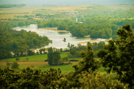 river in sacerre in cher in burgundyの写真素材