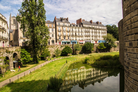 nantes in loire atlantique in franceの写真素材