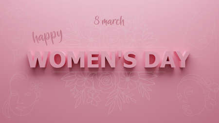 Happy women's day card design 3d illustration