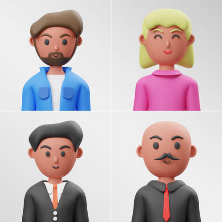 Male and Female Character Set 3d rendering