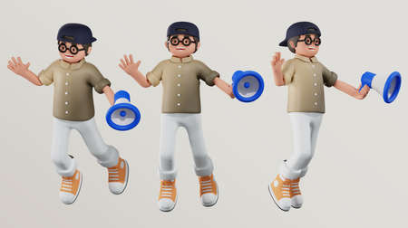 Successful and Rich Male Character poses set 3d rendering