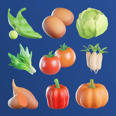 Healthy Vegetable Set 3d renderingの素材 [FY310183213102]