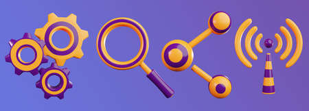 yellow ui icon set 3d rendering