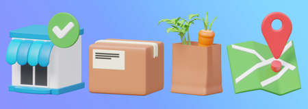 marketing minimal icon set 3d rendering