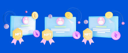 crypto icon set on isolated background 3d renderingの写真素材