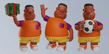fat boy cartoon male character isolated background 3d rendering