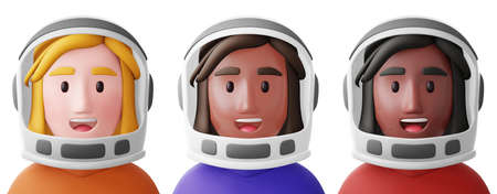 female and male cartoon character on white isolated background 3d rendering