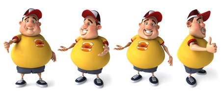 fat boy male cartoon character design on white isolated background 3d rendering