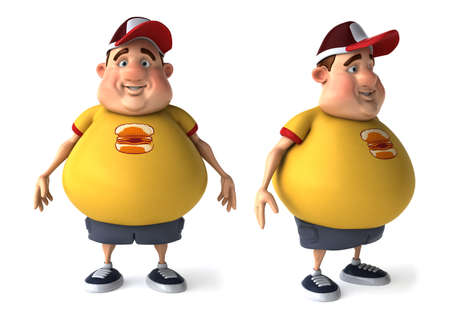 fat boy male cartoon character design on white isolated background 3d renderingの写真素材