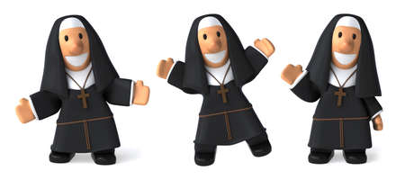 nun female cartoon character design on white isolated background 3d renderingの写真素材