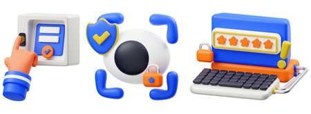 cyber security icon set on white isolated background 3d renderingの写真素材