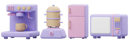 home icon set on white isolated background 3d renderingの写真素材