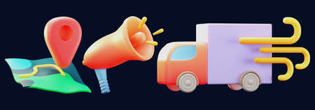 online shop business icon set on isolated background 3d renderingの写真素材