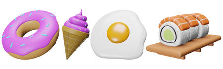 minimal food design on white isolated backgroundの写真素材