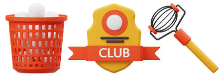 golf icon set on isolated background 3d renderingの写真素材