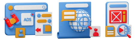 seo icon set on isolated background 3d rendering