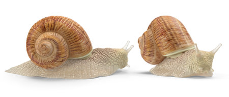 Snail Pose on white isolated background 3d renderingの写真素材