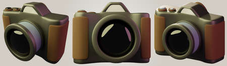 travel icon set different angle on isolated background 3d renderingの写真素材