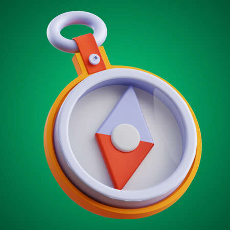 compass for traveler cartoon and game asset icon set on isolated background 3d renderingの写真素材