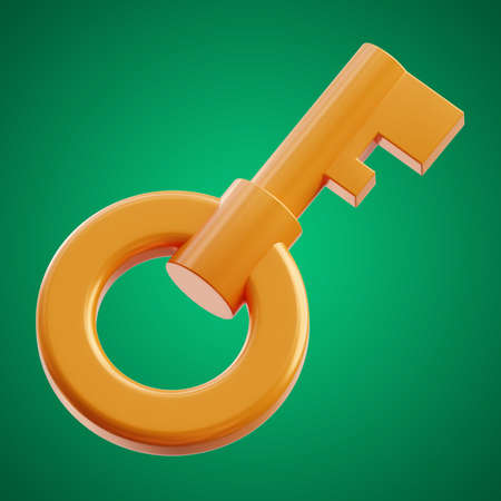 gold chest key cartoon and game asset icon set on isolated background 3d renderingの写真素材