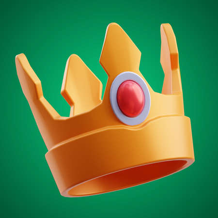 gold crown of a king cartoon and game asset icon set on isolated background 3d renderingの写真素材