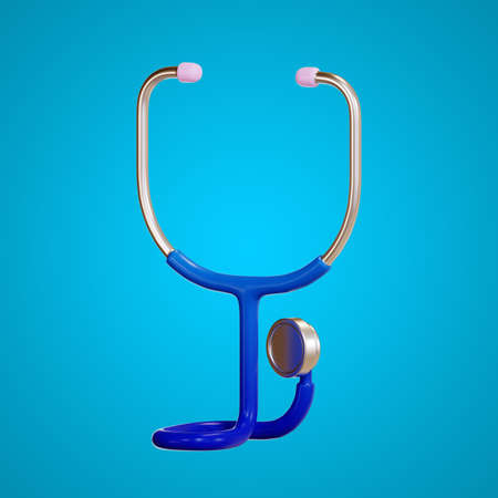 health and medicine stethoscope cartoon icon set on isolated background 3d renderingの写真素材
