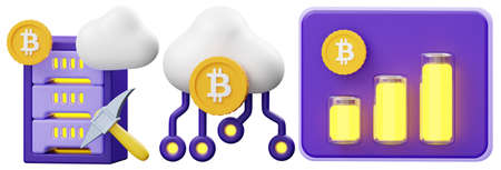 coin element icon set on white isolated background 3d renderingの写真素材