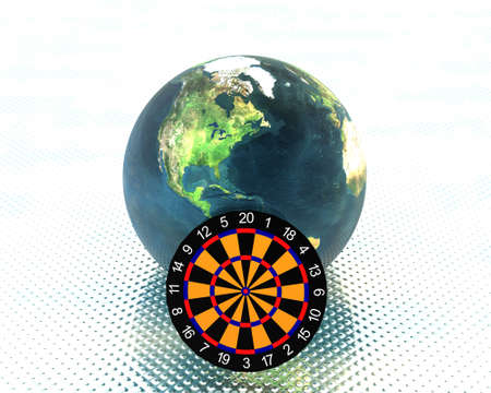 3D earth with dartsの写真素材