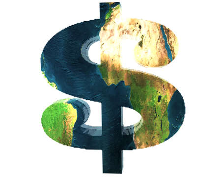 us dollar sign with earth texture の写真素材