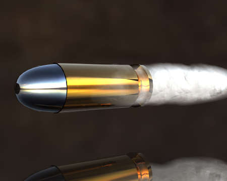 bright 3D golden and silver bullets on grey