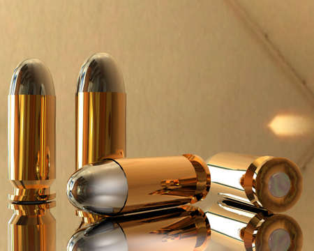 bright 3D golden and silver bullets in hdri