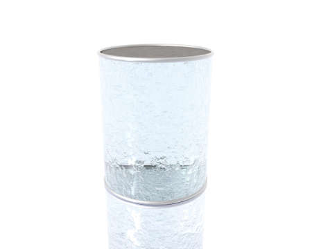 empty 3D cracked glass can with reflectionの写真素材