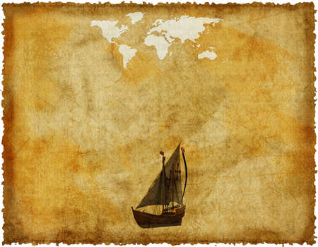 old world map on grunge retro paperの写真素材