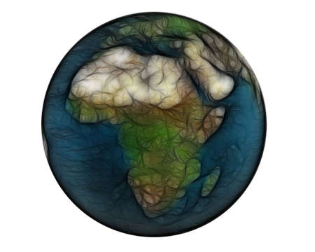 blurred 3D world Africa isolated on whiteの写真素材
