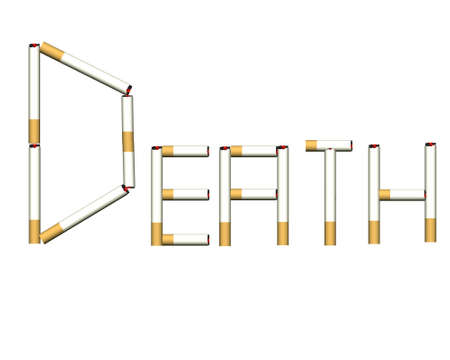 smoking kills 3d cigarettes isolated on whiteの写真素材